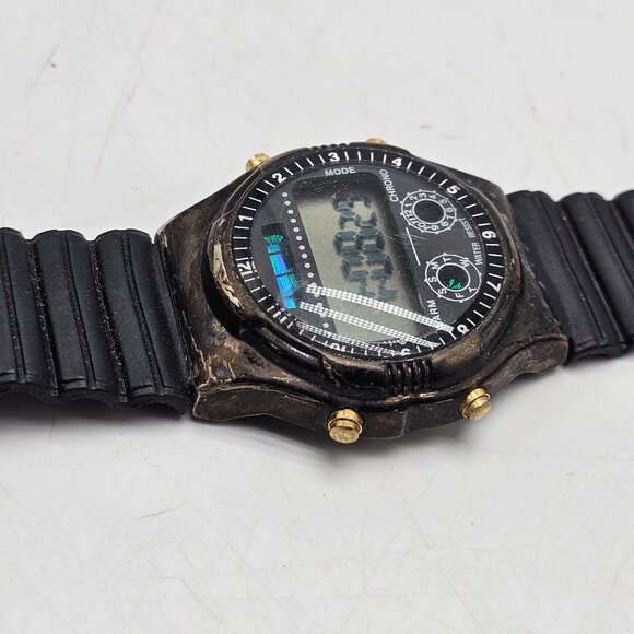 Vintage LEB Digital Chronograph Watch With Gold Accents Water Resistant Band - Picture 6 of 9